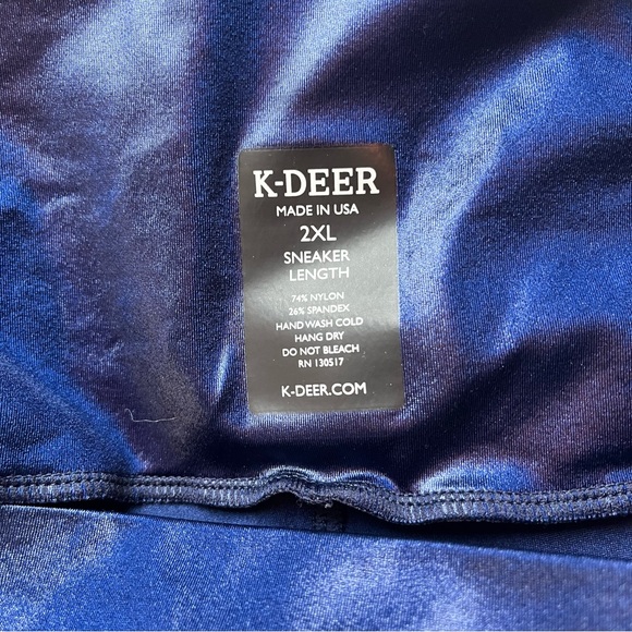 K-DEER blue wet look shiny leggings 2X - Picture 9 of 9